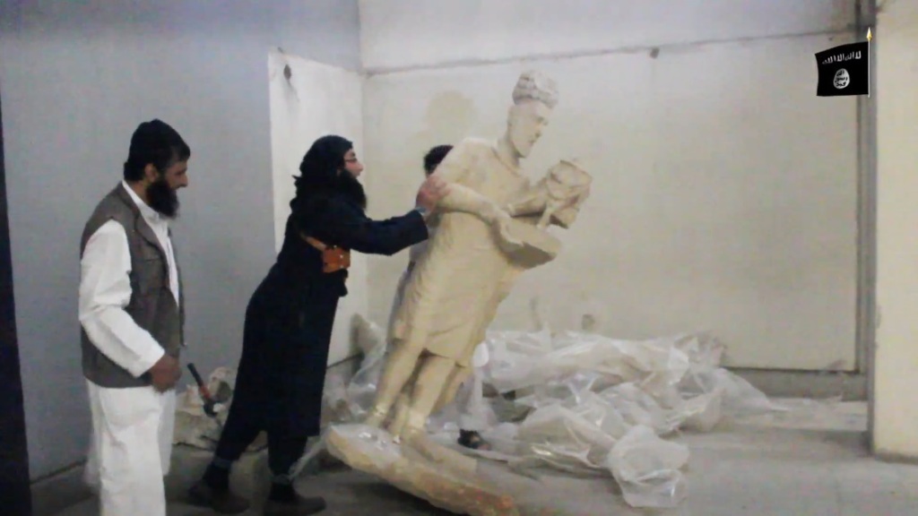 Destruction of artefacts and reproductions in Mosul Museum by Islamic State (MediaFire, 00h03m20s, 26th February 2015)
